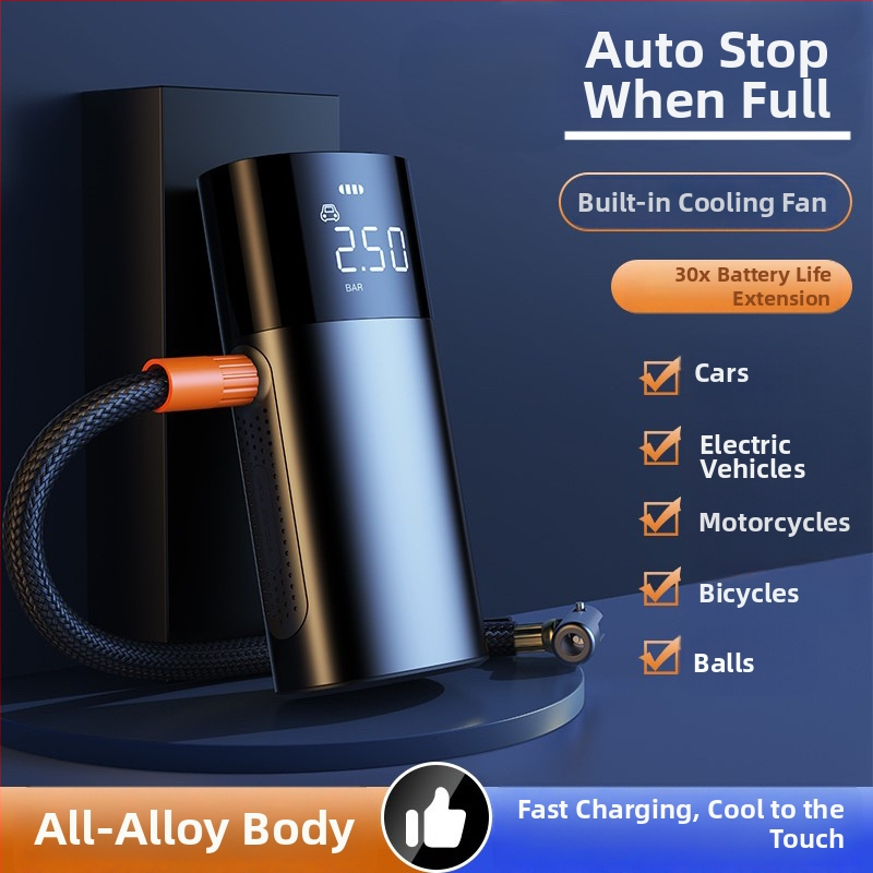 Digitális kijelzős hordozható autólégpumpa, 12V, 25 L/min, ≤80W, 3 m kábellel, egyhengeres