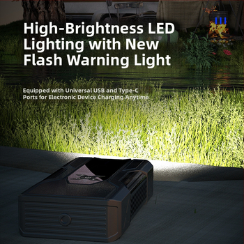 Autó sürgősségi indító és levegőkompresszor: egyhengeres, 80W alatt, digitális kijelző, világítás, gumiabroncs nyomásmérő