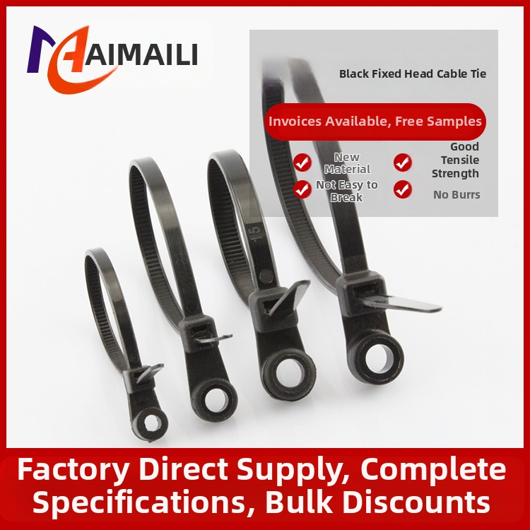 Nylonový káblový pás s pevnou hlavou, kruhovými otvormi a otvormi pre skrutky; 94V2