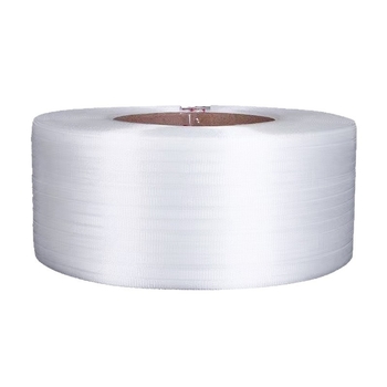 Prozirna PP traka za pakiranje za automatske strojeve za pakiranje, ekološki otisnuta, industrijska kvaliteta, debljina 0,8 mm, otpor naprezanju 200 kg, rola Ø400 mm s jezgom Ø200 mm, težina 10 kg, dvostruka namjena, plastične tkanine trake
