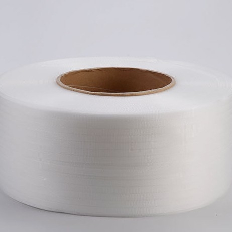 Prozirna PP traka za pakiranje za automatske strojeve za pakiranje, ekološki otisnuta, industrijska kvaliteta, debljina 0,8 mm, otpor naprezanju 200 kg, rola Ø400 mm s jezgom Ø200 mm, težina 10 kg, dvostruka namjena, plastične tkanine trake