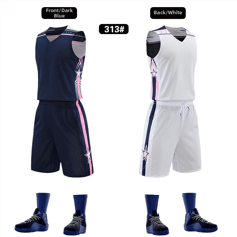 Unisex dvojstranný basketbalový tréningový set – celoročné použitie, tkanina z polyesterového zmesi, podšívka 100% polyester, model 313