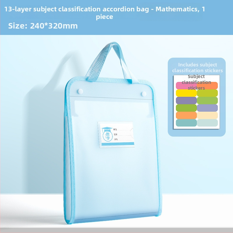 A4 organizér na skúškové papiere – plastový, priehľadný, 13 priečok (Model: A4, Žiadne logo)