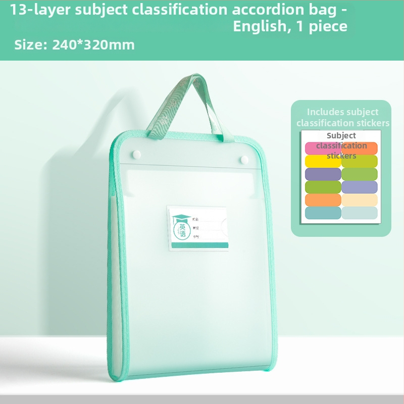 A4 organizér na skúškové papiere – plastový, priehľadný, 13 priečok (Model: A4, Žiadne logo)