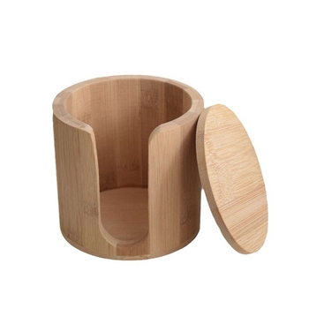 Drvena kutija za kozmetiku s poklopcem za vatice za uklanjanje šminke, 12 L kapaciteta, model Cosmetic Cotton Storage Box, mogućnost prilagođenog logotipa