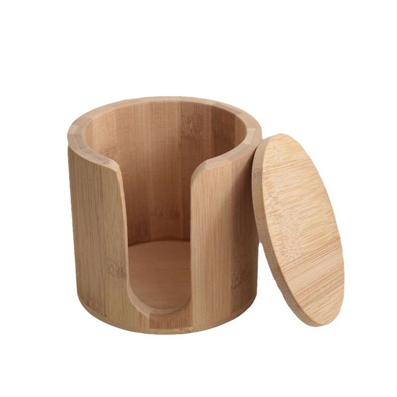 Drvena kutija za kozmetiku s poklopcem za vatice za uklanjanje šminke, 12 L kapaciteta, model Cosmetic Cotton Storage Box, mogućnost prilagođenog logotipa