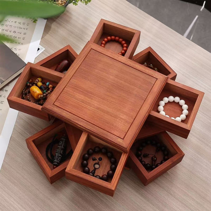 Stolna kutija za pohranu - masivno drvo, okretni poklopac, pohrana nakita, jedan pretinac, moderan minimalistički stil