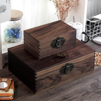 Zamykateľná orechová drevená krabička, vyrezávaná, model qx6652, značka Qixin