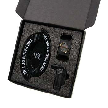  Szivar ajándékkészlet: öngyújtó, hamutál és szivarvágó – fém, hordozható, bután üzemanyagú, testreszabás nélkül