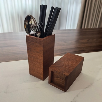 Cutie de depozitare tacâmuri din lemn masiv – fără capac, pentru bucătărie și masă, stil modern minimalist