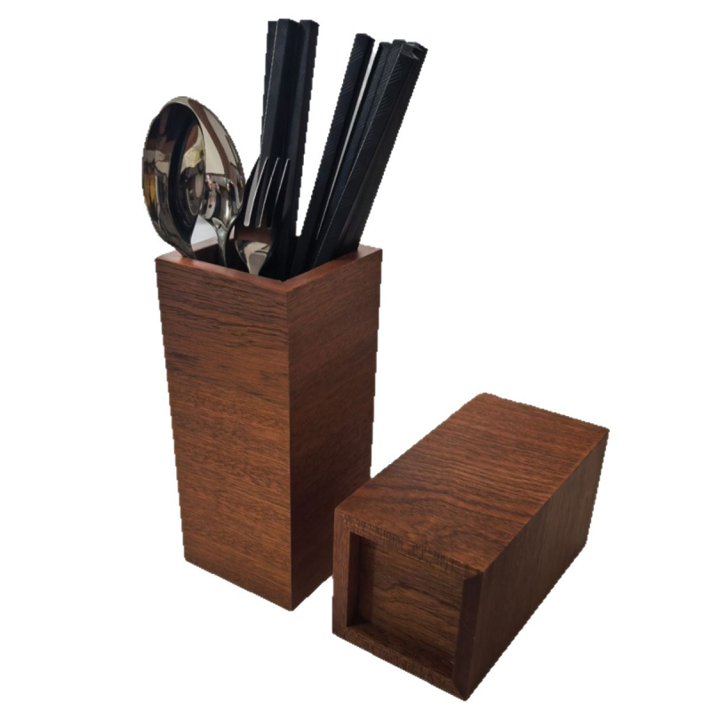 Cutie de depozitare tacâmuri din lemn masiv – fără capac, pentru bucătărie și masă, stil modern minimalist