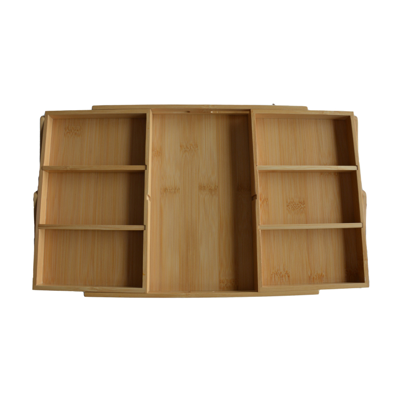 Cutie de depozitare din bambus, telescopică, pliabilă – pentru bijuterii și obiecte mici