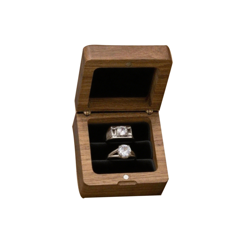 Cutie de inele din lemn MR&MRS pentru nuntă, ambalare bijuterii, 45 g