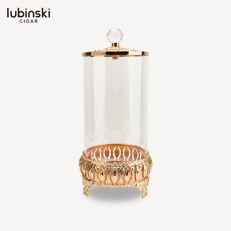 LUBINSKI Borcan pentru afișarea etichetelor de trabucuri – aliaj zinc + sticlă, stil simplu, cod produs YJA-13049