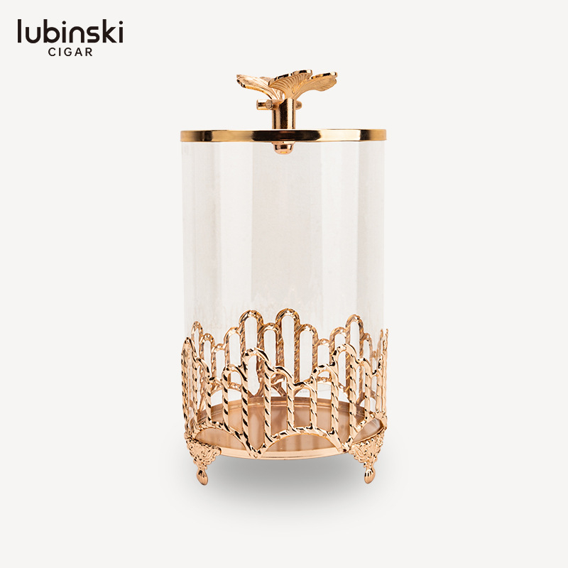 LUBINSKI Borcan pentru afișarea etichetelor de trabucuri – aliaj zinc + sticlă, stil simplu, cod produs YJA-13049