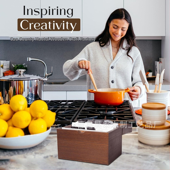 Cutie de depozitare din lemn pentru rețete și cărți, capacitate 1 L, design modern minimalist, posibilitate de personalizare a logo-ului