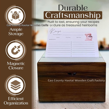 Cutie de depozitare din lemn pentru rețete și cărți, capacitate 1 L, design modern minimalist, posibilitate de personalizare a logo-ului