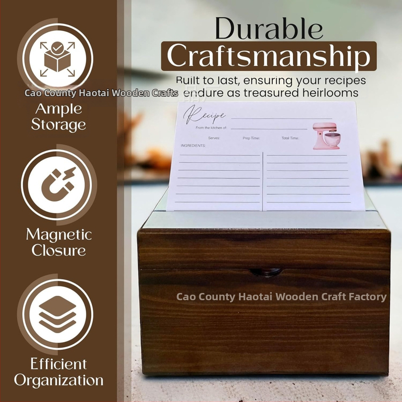 Cutie de depozitare din lemn pentru rețete și cărți, capacitate 1 L, design modern minimalist, posibilitate de personalizare a logo-ului