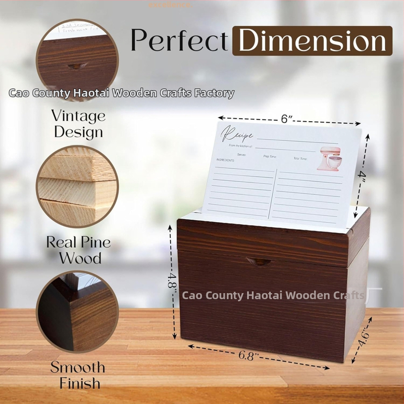 Cutie de depozitare din lemn pentru rețete și cărți, capacitate 1 L, design modern minimalist, posibilitate de personalizare a logo-ului