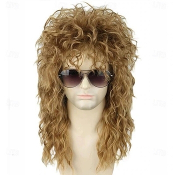 Perucă lungă buclată - breton înclinat, sârmă rezistentă la temperaturi înalte, mecanism, model Y625