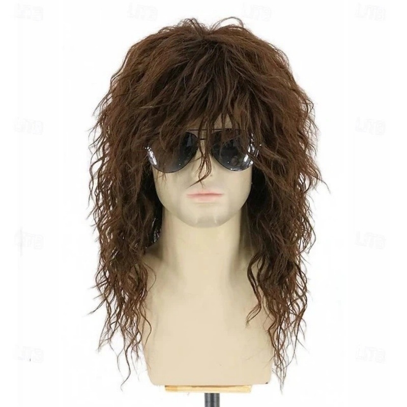 Perucă lungă buclată - breton înclinat, sârmă rezistentă la temperaturi înalte, mecanism, model Y625