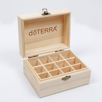 Box na esenciálne oleje, prírodné drevo, 12 priečok, vitrína na oleje, vhodný pre 5-15 ml fľaštičky Doterra