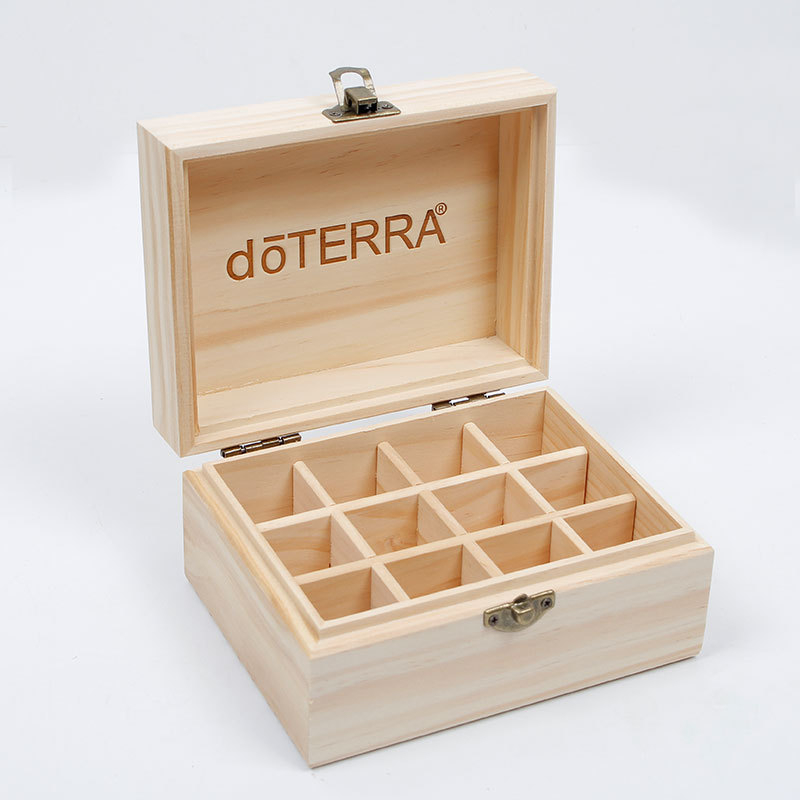 Box na esenciálne oleje, prírodné drevo, 12 priečok, vitrína na oleje, vhodný pre 5-15 ml fľaštičky Doterra