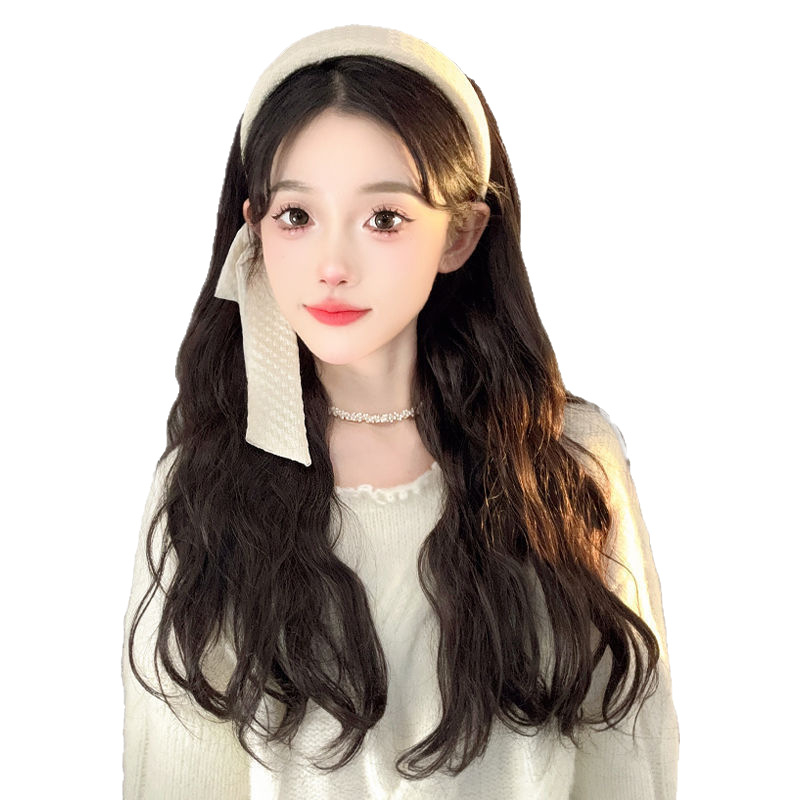 Perika s trakom za glavu, polukapuljača, duga kosa s vodnim valovitim efektom, vlakna otporna na visoku temperaturu, nije pogodno za bojanje ili uvijanje