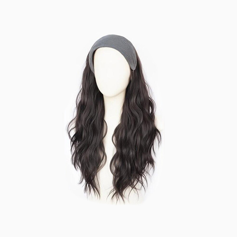 Perika s trakom za glavu, polukapuljača, duga kosa s vodnim valovitim efektom, vlakna otporna na visoku temperaturu, nije pogodno za bojanje ili uvijanje
