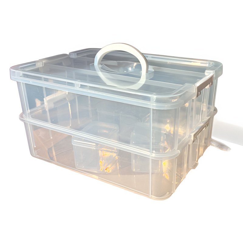 Stolna kutija za skladištenje građevnih blokova, PP materijal, kapacitet 20 L, model d5, skladišna s poklopcem i mogućnošću slaganja