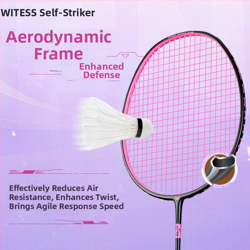 Badmintonová raketa Witess/Witness YA717 – rám z karbónových vlákien, hmotnosť 80–84 g, úchyt G5, nylonové struny, model s priameho zásahu