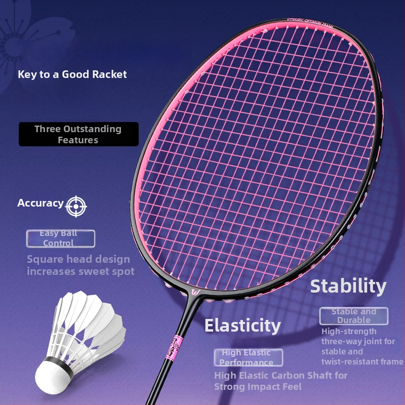 Badmintonová raketa Witess/Witness YA717 – rám z karbónových vlákien, hmotnosť 80–84 g, úchyt G5, nylonové struny, model s priameho zásahu