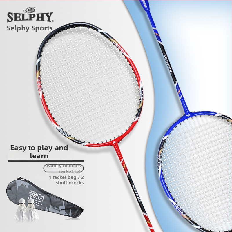 Selphy/Xuanfei značkový set dvoch rakiet na badminton, rám z hliníkovej zliatiny, šnúry z nylonu, hmotnosť 95–100 g, tvrdosť rámu: stredná