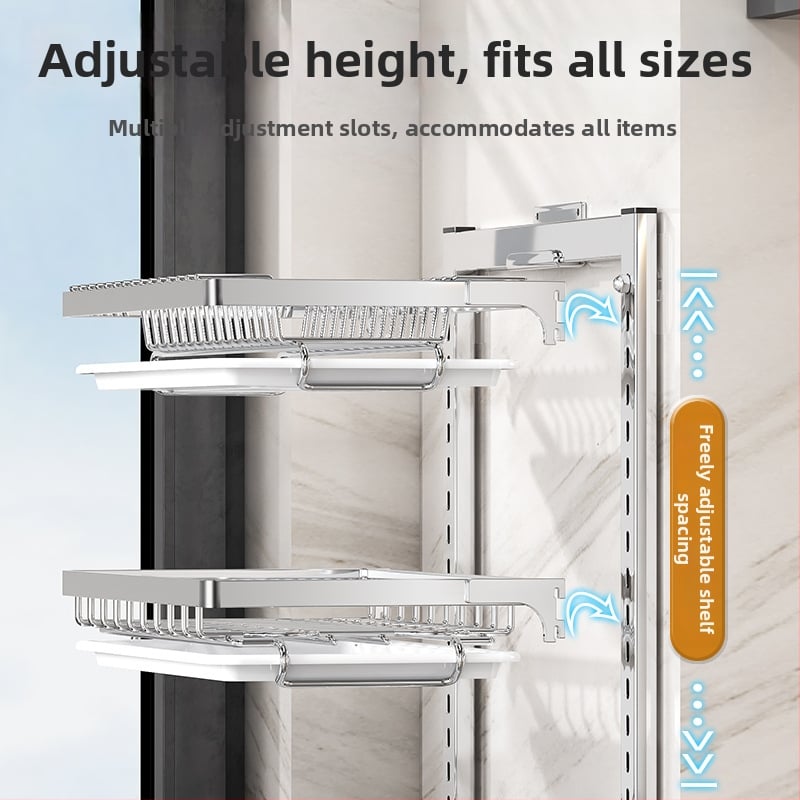 Ράφι πιάτων τοίχου από ανοξείδωτο ατσάλι με αποστράγγιση, εγκατάσταση χωρίς διάτρηση