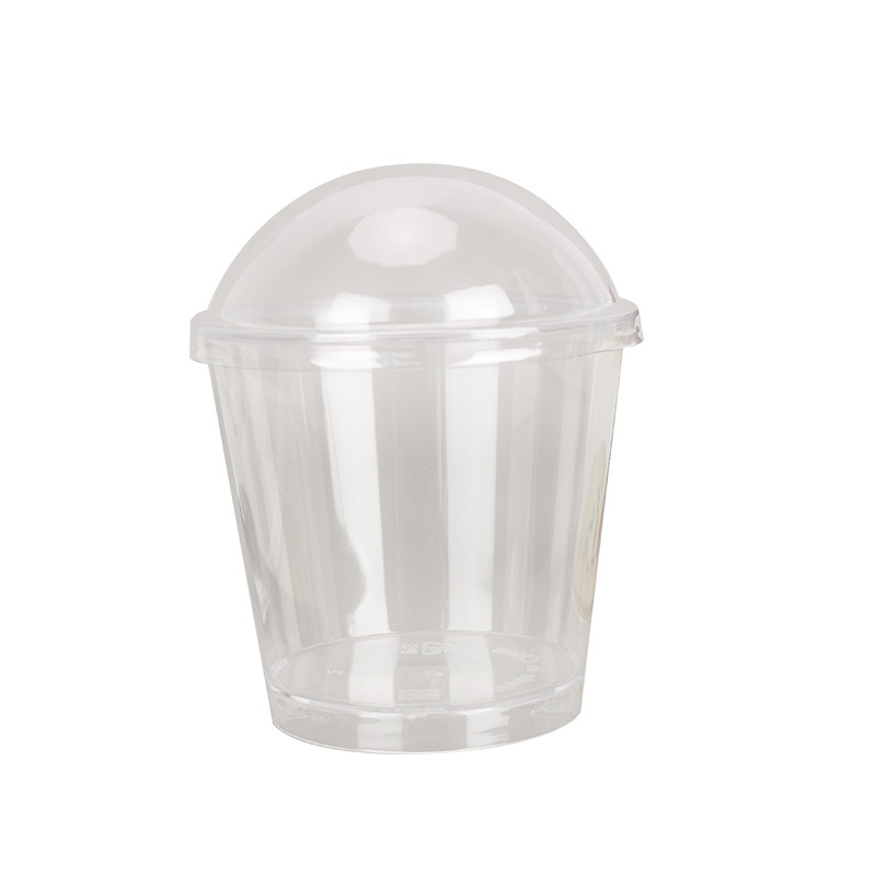 Jednokratna posuda za desert s poklopcem, 200 ml, PS plastika; pogodna za kafiće, hladna pića i deserte