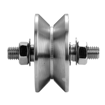 304 rozsdamentes acél koronablokk középső tengely csavarorsós sínkerekekkel tolóajtó emeléséhez, acélhuzal vezető görgő és görgés készülék