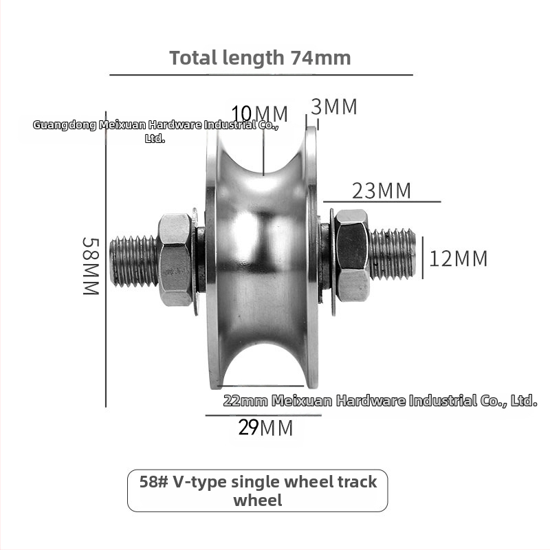 304 rozsdamentes acél koronablokk középső tengely csavarorsós sínkerekekkel tolóajtó emeléséhez, acélhuzal vezető görgő és görgés készülék