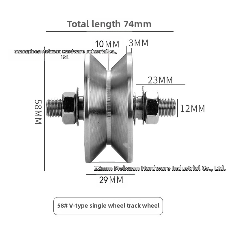 304 rozsdamentes acél koronablokk középső tengely csavarorsós sínkerekekkel tolóajtó emeléséhez, acélhuzal vezető görgő és görgés készülék