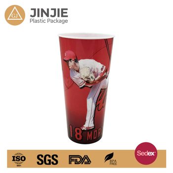 Ponovno upotrebljiva plastična čašica s unutarnjim filmom, 3D slamkom, poklopac, UV ispis, model GJ-112, po narudžbi