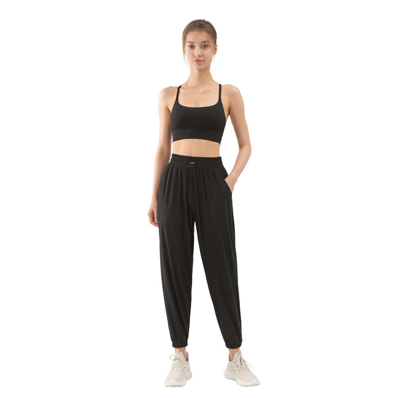Ženske široke sportske hlače, prozračne, visoki struk, zaštita od sunca, Nylon warp mesh materijal, joga i fitness