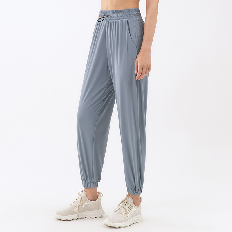 Ženske široke sportske hlače, prozračne, visoki struk, zaštita od sunca, Nylon warp mesh materijal, joga i fitness