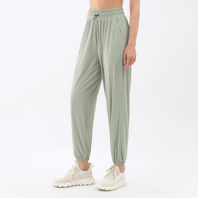 Ženske široke sportske hlače, prozračne, visoki struk, zaštita od sunca, Nylon warp mesh materijal, joga i fitness