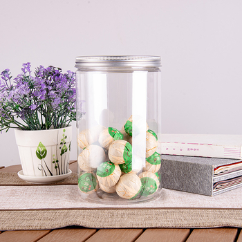 PET plastična staklenka za čaj sa zatvorenim poklopcem i sitotiskom; promjer 125 mm; debljina zida 2 mm; visine 140/170/210 mm