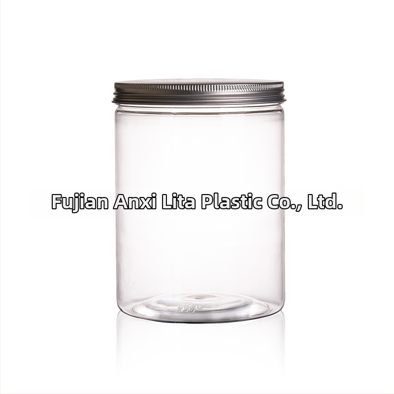 PET plastična staklenka za čaj sa zatvorenim poklopcem i sitotiskom; promjer 125 mm; debljina zida 2 mm; visine 140/170/210 mm