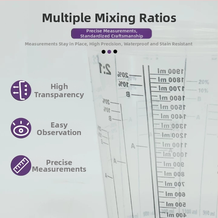 Prozirna plastična čašica za mjerenje boje s poklopcem, za automobilsku boju – višestruke ljestvice mjerenja