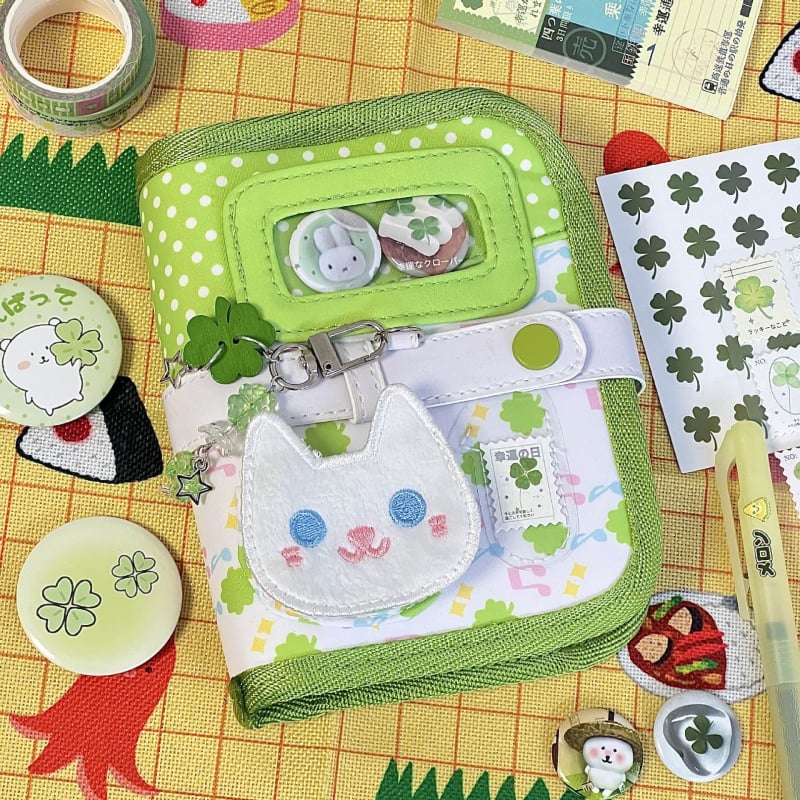Beležnica s motivom mačke i četverolistom, s odvojivim listovima, japanski i korejski stil, papir 80 g/m², 1–50 stranica