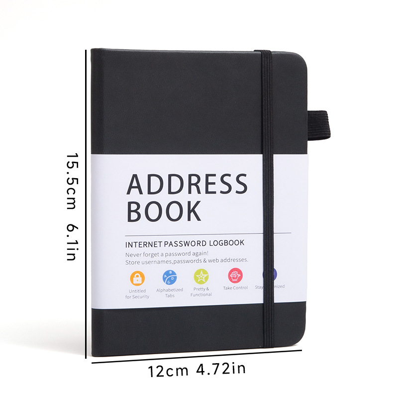 Telefon bilježnica s PU kožnim omotom, papirnate stranice, moguć ispis logotipa, prilagodljivo