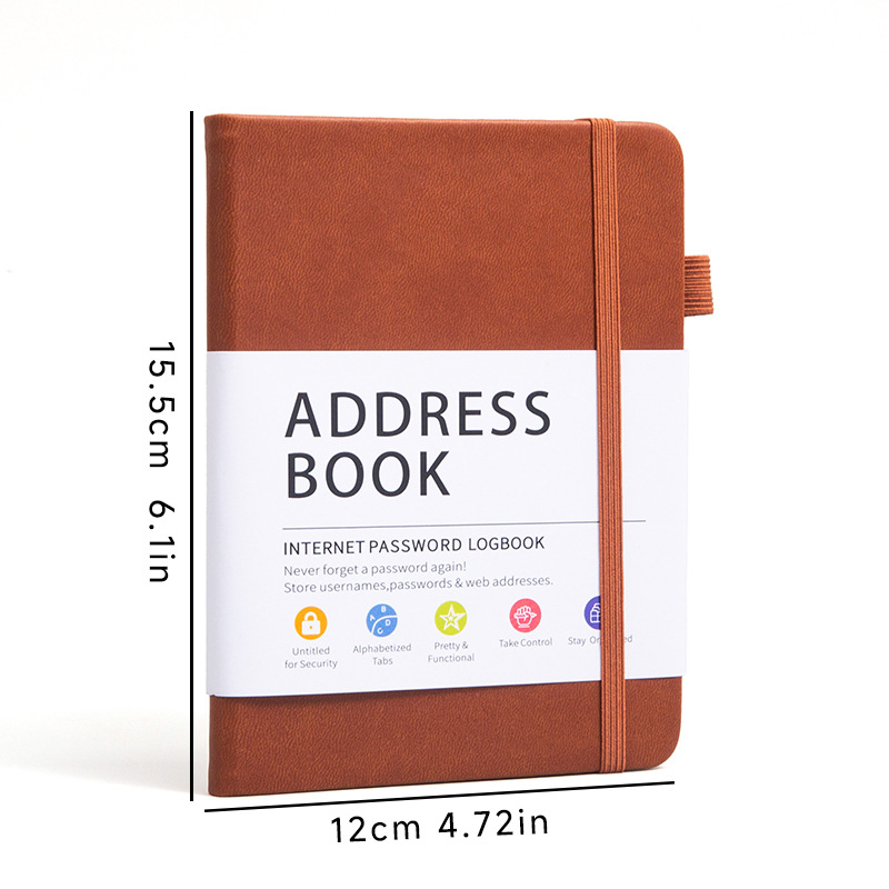 Telefon bilježnica s PU kožnim omotom, papirnate stranice, moguć ispis logotipa, prilagodljivo