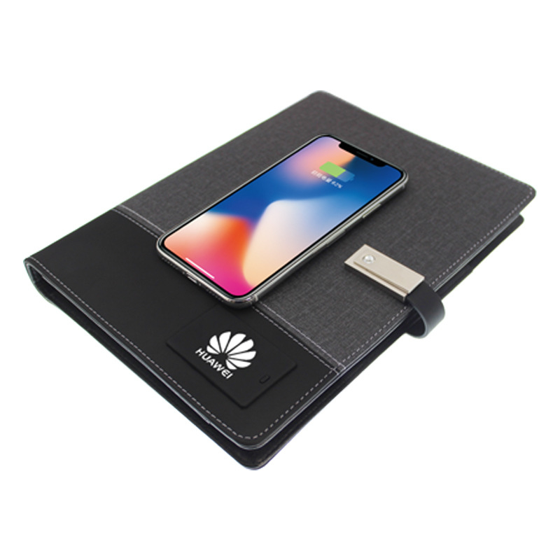 Bilježnica s prijenosnom baterijom, USB flash disk, bežično punjenje, višenamjenska, poslovni dar