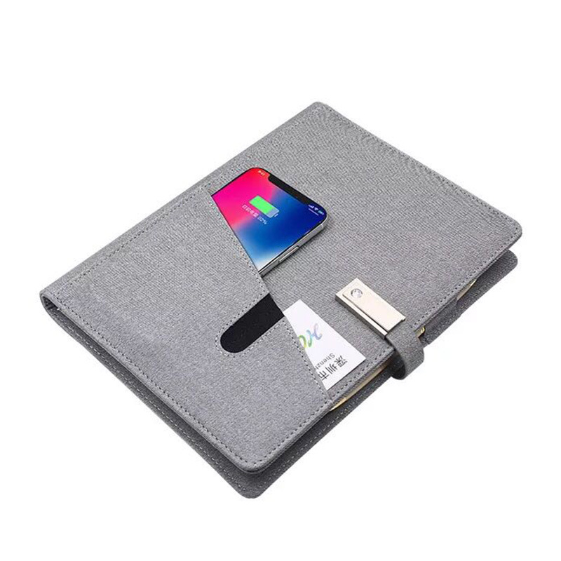 Bilježnica s prijenosnom baterijom, USB flash disk, bežično punjenje, višenamjenska, poslovni dar